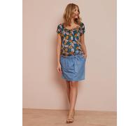 Jupe en jean de grossesse avec ceinture double stone 44