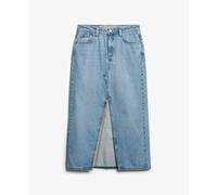 Superdry Denim Split Long Skirt Bleu 28 Femme