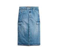 Superdry Denim Cargo Pocket Midi Skirt Bleu 28 Femme