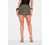 Jupe en jean mini micro zippée taille haute moulante à ourlet effiloché lavage vintage vert olive mode automne hiver pour femmes L,M,S,XL,XSTout ImpriméJean