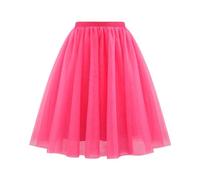 Jupe en maille bleue - Jupe mi-longue douce drapée - Grande taille - Jupe trapèze smockée, Rose, L