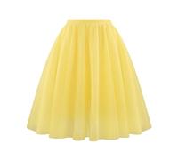 Jupe en maille rouge - Jupe mi-longue douce drapée - Grande taille - Jupe trapèze en feutre de laine, jaune, M