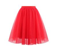 Jupe en maille rouge - Jupe mi-longue douce drapée - Grande taille - Jupe trapèze en feutre de laine, rouge, M