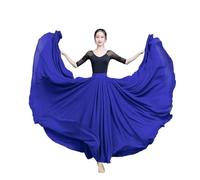 Jupe en mousseline de soie 720 degrés for femmes, jupe longue à 2 couches, vêtements de performance élégants, jupe en gaze, grande balançoire, vêtements d'entraînement de ballet(Royal blue,XS Length 8