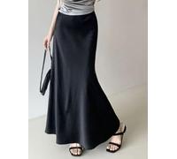 Jupe en queue de poisson de couleur unie pour femme, taille haute, jupe crayon moulante, extensible, tendance, club, vacances, usage quotidien, printemps, été, automne, hiver, S (L noir)