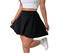 Jupe en Satin pour Femme Elegant Solid Pleated Plus Size Women's Skirt Black Slim A-Line Short Party All Match Mini Female Clothing pour Les Femmes(0XL)