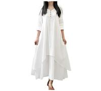 Jupe en toile de coton à manches longues pour femme, Blanc., 3XL