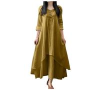 Jupe en toile de coton à manches longues pour femme, jaune, L