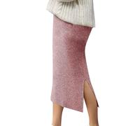 Jupe en tricot pour femme - Longue et élégante - Jupe crayon avec fente - Jupe en laine - Automne - Hiver - Taille haute - Jupe midi - Stretch - Jupe décontractée - Couleur unie - Jupe crayon étroite