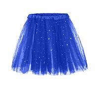 Jupe en tulle à paillettes pour adulte - Tutu à paillettes - Jupe de ballet moelleuse - Tutu court - Danse - Vêtement de performance - Taille haute - Jupe pour femme - Mini jupe pour femme, bleu