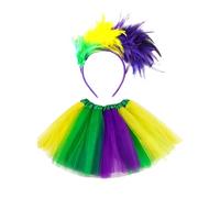 Jupe en tulle arc-en-ciel pour femme, tutu élastique, bandeau à plumes multicolores, jupe arc-en-ciel, costume arc-en-ciel pour femme, pour les fêtes de carnaval et les spectacles sur scène