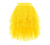 Jupe en tulle bouffante pour femme des années 80 - Jupon en tulle - Jupe irrégulière - Avec taille haute élastique - Costume de fée - Cadeau pour femme et petite amie, jaune, L