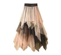 Jupe en Tulle Femme Vintage Jupon Mi-Longue Jupe Tutu en Tulle Taille Elastique Jupes de Gâteau élégante et élastique Jupes Plissée en Tulle Asymétrique JupeMidi pour Bal de Fin D'année, Fête