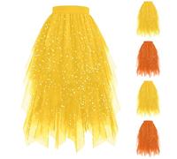 Jupe en tulle jaune rose - Costume de fée - Costume de licorne - Jupe en tulle à paillettes - Jupe en tulle multicolore - Jupe en tulle - Jupe midi - Jupe tutu irrégulière - Costume de carnaval