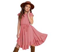 Jupe en tulle noire courte, petite, à volants fixes, balançoire, manches rockabilly, fête, robe, robe, tricot pour femme, Rose, 11-12 ans