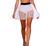 Jupe en tulle pour femme - Courte - Rockabilly - Sexy - Classique - Longueur genou - Costume de carnaval - Tutu - Jupon - Taille haute - Jupe de ballet - Costume de carnaval, O blanc., taille unique