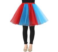 Jupe en tulle pour femme - Imprimé fluide - Costume de jeu - Jupe en tulle pour femme - Avec motif - Jupe de danse - Robe de bal - Costume de carnaval, 03#_rouge, L