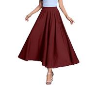 Jupe en tulle pour femme - Jupe Bosimi - Couleur unie - Taille élastique - Longue - Fluide - Décontractée, Bordeaux, L