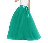 Jupe en tulle pour femme - Jupe longue en tulle élastique - Taille haute - Jupe de loisirs - Taille haute - Jupe midi - Jupe d'été, Vert 01., taille unique