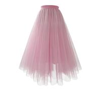 Jupe en tulle pour femme - Jupe longue en tulle - Style années 50 - Costume de carnaval - Longueur genou - Taille haute - Jupe trapèze - Jupe rockabilly - Robe de bal - Robe de soirée, O rose., S