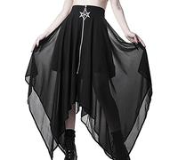 Jupe en tulle pour femme - Noir - Style gothique - Taille haute - Pentagramme - Ourlet mouchoir
