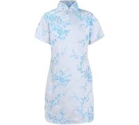 Jupe en velours côtelé pour fille Qipao - Robe chinoise Qipao pour bébé fille - Vêtement floral à manches courtes - Cheongsam - Tenue de fête d'anniversaire pour fille - Élastique, bleu ciel, 5-6 ans
