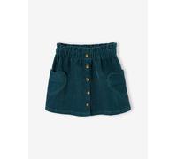 Jupe en velours poches coeur fille bleu canard 5A