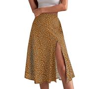 Jupe Ete Femme Imprimé Fleuri- Jupe Boheme Fente,Jupes Chic Et élégant Décontractée De Mode Chic Skirts D'été Légère Classique Midi Jupes Grande Taille Skirts pour à La Plage Vacances