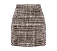 Jupe évasé pour femme, longueur genoux, jupe à carreaux avec taille haute pour femme, jupe crayon moulante en laine, petticoat court, noir (0815D-B, XXL)