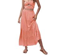 Jupe Femme Blanche - Femmes été Boho Taille élastique plissé Une Ligne Flowy Swing à Plusieurs Niveaux Longue Jupe de Plage Robe Jupe Courte Noire