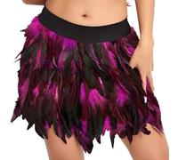 Jupe Femme Chic Costume Carnaval, Demi-Corps en Plumes, vêtements de Performance sur scène européens et, Courte (XL)