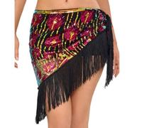 Jupe Femme Chic Déguisement Carnaval, Écharpe de Hanche à Franges et Sequins pour la Danse du Ventre, châle Triangulaire, Ceinture de Performance, écharpe de Bras bohème (One Size)
