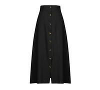 Jupe Femme Coton et Lin, Jupe Grande Taille Femme Longue,Jupe Femme Ete Boutonnage Simple Couleurs Unies Dresses Taille Moyenne Chic et Elegant Charmant Robes Respirant et Confortable Jupes