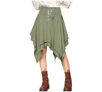 Jupe Femme Dentelle Asymetrique Steampunk Renaissance Vintage Rétro Sexy Médiévale Taille Elastique Jupes Gothique Steampunk pour Femme - Jupe De Pirate à Volants Hauts Et Bas