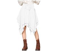 Jupe Femme Dentelle Asymetrique Steampunk Renaissance Vintage Rétro Sexy Médiévale Taille Elastique Jupes Gothique Steampunk pour Femme - Jupe De Pirate à Volants Hauts Et Bas
