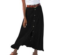 Jupe Femme Ete - Jupe Boheme Longue Femme Jupe en Lin en Coton Minijupe de Plage Été Jupe Courte en Satin de Soie Jupe Midi Fendue Taille Haute Jupes Longues en Coton et Lin