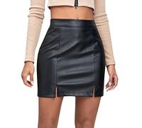 Jupe Femme Hiver - Jupe en Simili Cuir Femme Élégante Haute Taille avec Fente Fermeture Éclair pour Une Modern