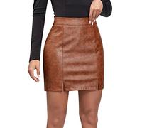 Jupe Femme Hiver - Jupe en Simili Cuir Femme Élégante Haute Taille avec Fente Fermeture Éclair pour Une Modern