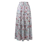 Jupe Femme Longue, Jupe Boheme Chic Boheme Tour De Taille Elastique Longues Été Maxi Jupe Tube Jupe Femme Taille Haute A-Line Skirt Jupe Femme Chic Et Elegant Confortable Et Respirant pour Club Fête