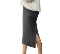 Jupe Femme Mi Longue, Jupe Portefeuille Femme Fendue Taille Haute en Laine Couleur Unie Décontracté Confortable Chaud Coupe Slim Chic Et Élégants Passe-Partout Streetwear Automne Hiver Skirts