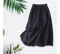 Jupe Femme Sexy Chic - Jupe Femme Décontractée en Coton et Lin Mi-Longue Coupe Ample pour Une Élégance Naturelle et Confortable Quotidien