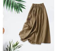 Jupe Femme Sexy Chic - Jupe Femme Décontractée en Coton et Lin Mi-Longue Coupe Ample pour Une Élégance Naturelle et Confortable Quotidien