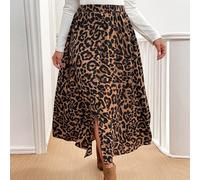 Jupe femme style français, nouvelle arrivée mode automne-hiver grande taille avec boutons, coupe évasée, taille élastique, convient pour les fêtes, imprimé léopard, rentrée scolaire, jupe imprimée amé