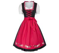 Jupe Fendue Deux Côtés Octoberfest - robe Dirndl pour femmes, Costume traditionnel du Festival de la bière allemande Robe Velours Grande Taille (Red, S)