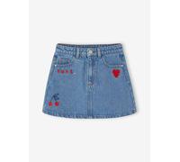 Jupe fille en jean avec broderie bleu moyen 8A