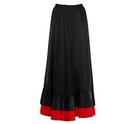 Jupe flamenca femme longue noire volant double rouge [tailles Adulte S à XXL] 【Taille XXL】 Essai bal danse déguisement
