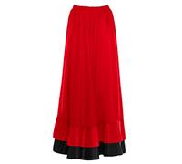 Jupe flamenca femme longue rouge volant double noir [tailles Adulte S à XXL] 【Taille XXL】 Essai bal danse déguisement