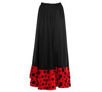 Jupe flamenca femme noire à pois noir volant double rouge [Taille adulte S à XXL] 【Taille XXL】 Essayo Baile danse déguisement