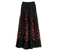 Jupe flamenca femme noire avec quilles à pois rouges [Taille adulte S à XXL] 【Taille M】 Essayo Baile danse déguisement