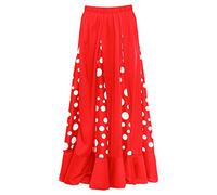 Jupe Flamenca Fille Rouge avec Épines à Pois Blancs [Tailles Enfants 2 à 12 ans]【Taille 4 ans】Essai de Danse Costume